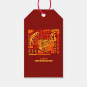 Happy Thanksgiving Geometric Abstract Oranje Brown Cadeaulabel (Voorkant)