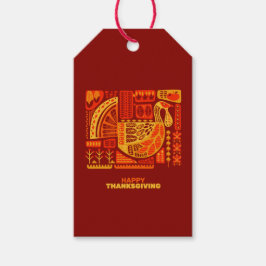 Happy Thanksgiving Geometric Abstract Oranje Brown Cadeaulabel