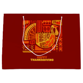 Happy Thanksgiving Geometric Abstract Oranje Brown Groot Cadeauzakje