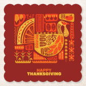 Happy Thanksgiving Geometric Abstract Oranje Brown Kartonnen Onderzetters (Voorkant)