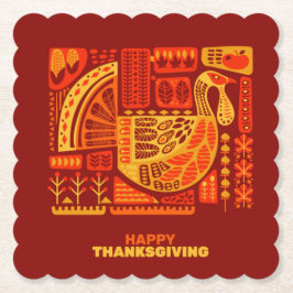 Happy Thanksgiving Geometric Abstract Oranje Brown Kartonnen Onderzetters