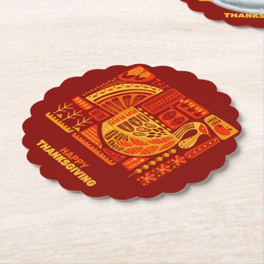 Happy Thanksgiving Geometric Abstract Oranje Brown Kartonnen Onderzetters (Gekanteld)