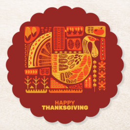Happy Thanksgiving Geometric Abstract Oranje Brown Kartonnen Onderzetters