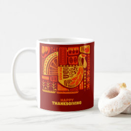 Happy Thanksgiving Geometric Abstract Oranje Brown Koffiemok