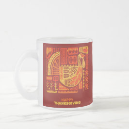 Happy Thanksgiving Geometric Abstract Oranje Brown Matglas Koffiemok