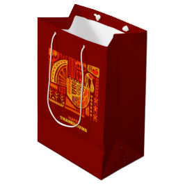 Happy Thanksgiving Geometric Abstract Oranje Brown Medium Cadeauzakje