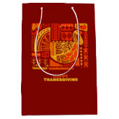 Happy Thanksgiving Geometric Abstract Oranje Brown Medium Cadeauzakje (Voorkant)