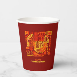 Happy Thanksgiving Geometric Abstract Oranje Brown Papieren Bekers