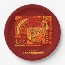 Happy Thanksgiving Geometric Abstract Oranje Brown