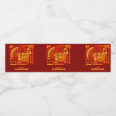 Happy Thanksgiving Geometric Abstract Oranje Brown Waterfles Etiket (Enkel label)