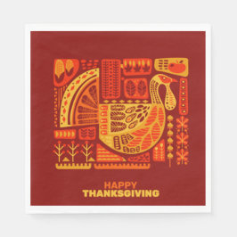 Happy Thanksgiving Geometric Abstracte Luncheon Servet
