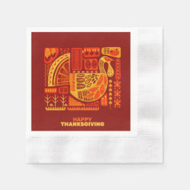 Happy Thanksgiving Geometric Coined Cocktail Servet