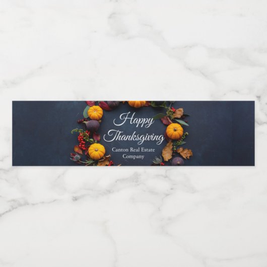Happy Thanksgiving Gepersonaliseerd Business Waterfles Etiket (Enkel label)