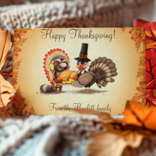 Happy Thanksgiving gepersonaliseerd kalkoen dier Briefkaart