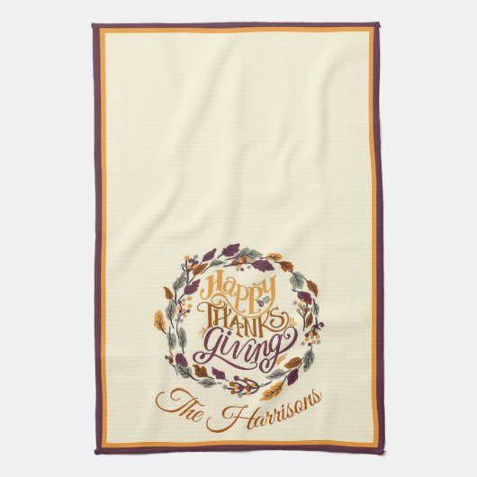 Happy Thanksgiving gepersonaliseerd Theedoek (Verticaal)