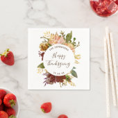 Happy Thanksgiving Gepersonaliseerde Bloemen Herfs Servet (Insitu)