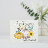 Happy Thanksgiving gepersonaliseerde Waterverf pom Briefkaart (Staand voorkant)