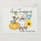 Happy Thanksgiving gepersonaliseerde Waterverf pom Briefkaart (Voorkant)