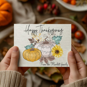Happy Thanksgiving gepersonaliseerde Waterverf pom Briefkaart