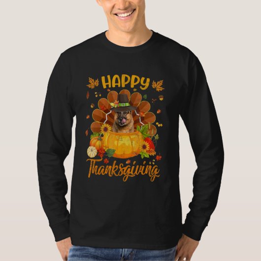 Happy Thanksgiving German Shepherd Dog Turkey Pump T-shirt (Voorkant)