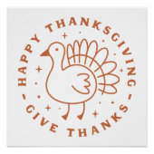 Happy thanksgiving geven bedankt schattige kalkoen perfect poster (Voorkant)