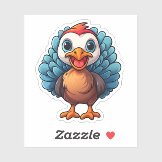 Happy Thanksgiving Geweldige Cartoon Schattige Tur Sticker (Vel)