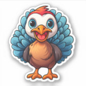 Happy Thanksgiving Geweldige Cartoon Schattige Tur Sticker (Voorkant)