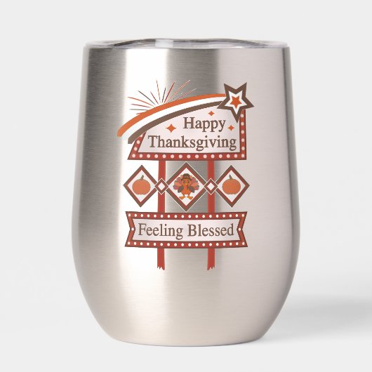 Happy Thanksgiving Gezegend Retro Teken (Achterkant)