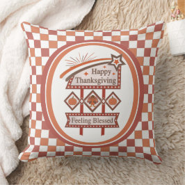 Happy Thanksgiving Gezegend Retro Teken Kussen