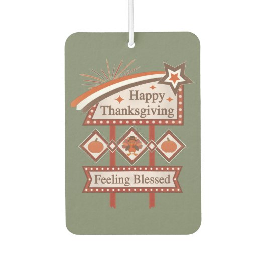 Happy Thanksgiving Gezegend Retro Teken Luchtverfrisser (Voorkant)