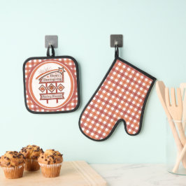 Happy Thanksgiving Gezegend Retro Teken Ovenwant & Pannenlap Set