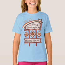 Happy Thanksgiving Gezegend Retro Teken T-shirt