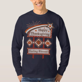 Happy Thanksgiving Gezegend Retro Teken T-shirt