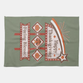 Happy Thanksgiving Gezegend Retro Teken Theedoek (Horizontaal)