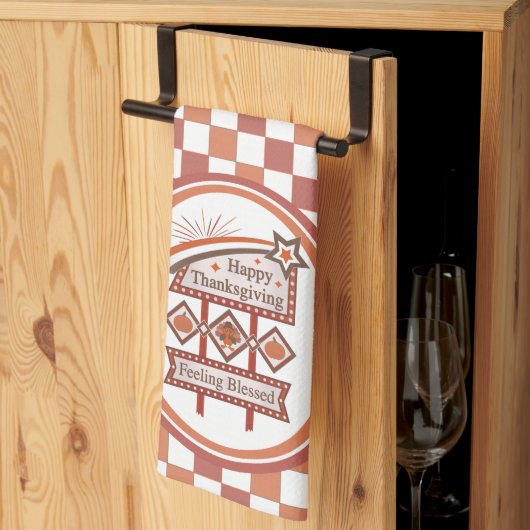 Happy Thanksgiving Gezegend Retro Teken Theedoek (Derde Gevouwen)