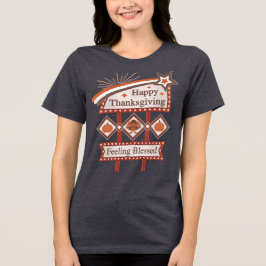 Happy Thanksgiving Gezegend Retro Teken Tri-Blend Shirt