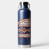 Happy Thanksgiving Gezegend Retro Teken Waterfles (Achterkant)