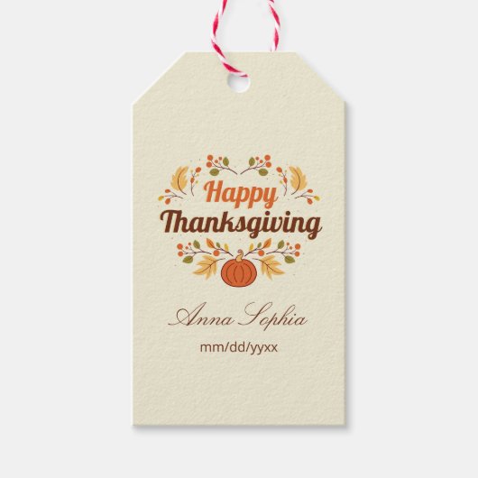 Happy Thanksgiving Gift Labels Cadeaulabel (Voorkant)