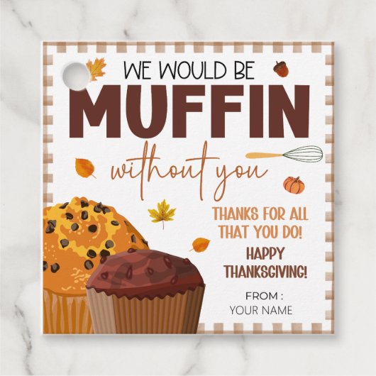 Happy Thanksgiving Gift Labels, Muffin Gift Labels (Voorkant)