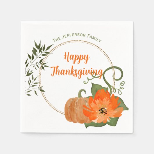 Happy Thanksgiving Glitter Paper Napkin Servet (Voorkant)