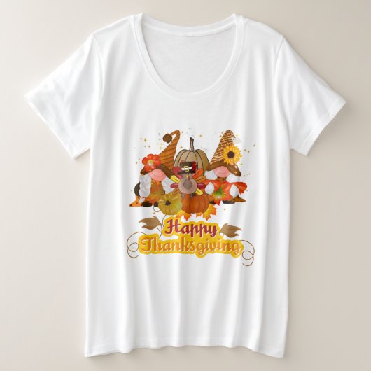 Happy Thanksgiving Gnome Grote Maat T-shirt (Design voorkant)