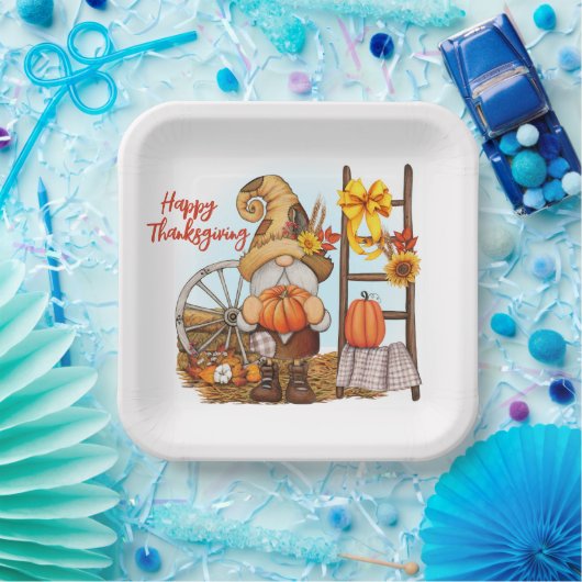 Happy Thanksgiving Gnome Paper-Bord Papieren Bordje (Feest)