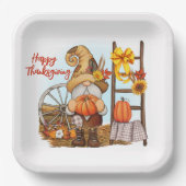 Happy Thanksgiving Gnome Paper-Bord Papieren Bordje (Voorkant)