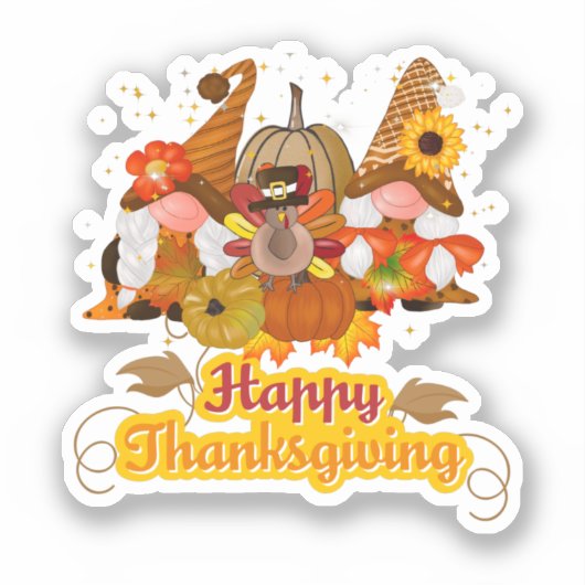 Happy Thanksgiving Gnome Sticker (Voorkant)