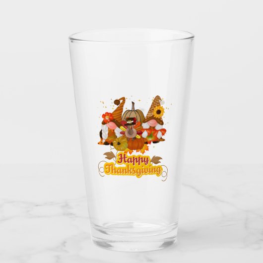Happy Thanksgiving Gnome Trio Glas (Voorkant)