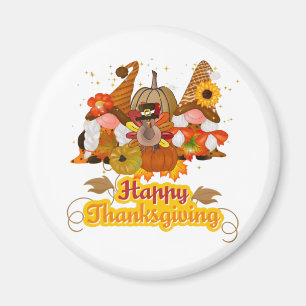 Happy Thanksgiving Gnome Trio Magneet