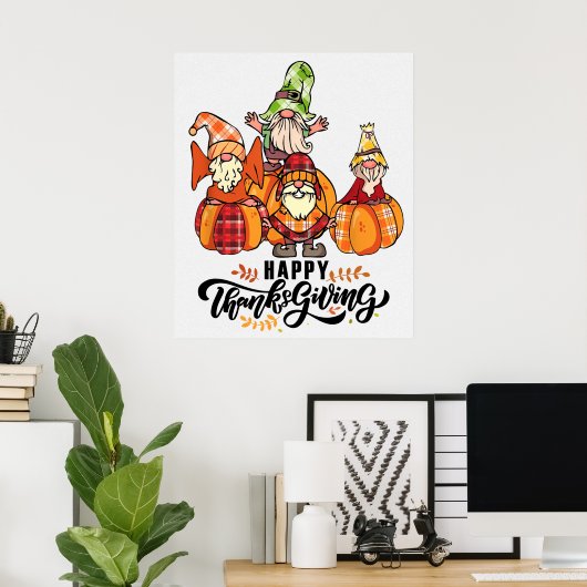 Happy Thanksgiving Gnomen Poster (Thuiskantoor)