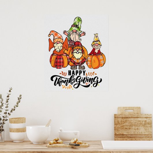 Happy Thanksgiving Gnomen Poster (Keuken)