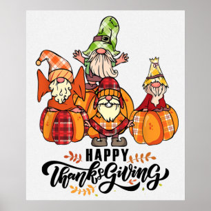 Happy Thanksgiving Gnomen Poster
