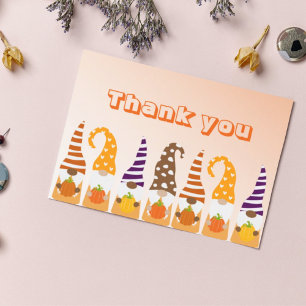 Happy Thanksgiving Gnomes Pumpkin Sunflower Herfst Briefkaart